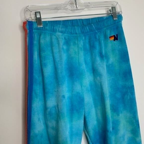 Aviator Nation Blue Tie Dye Sweatpants Neon Stripe Womens Medium - Picture 4 of 9
